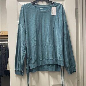 Sonoma Teal Tie-Hem Pullover Sweater